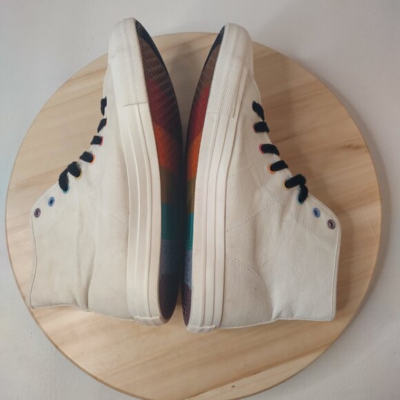 American Eagle Outfitters White w/ Multicolor Eyelets Hi-Top Sneakers Women US 9 - Picture 9 of 13